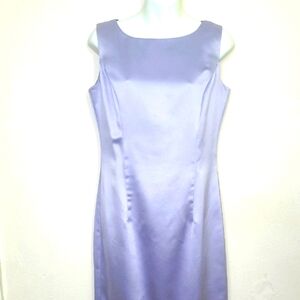 Formal Dress Gown Maxi Elegant Satin Pastel Lavender Purple Matching Scarf Zip